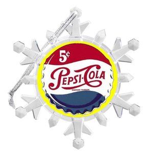 Pepsi Cola Bottle Cap Snowflake Blinks Lit Holiday Christmas Tree Ornament
